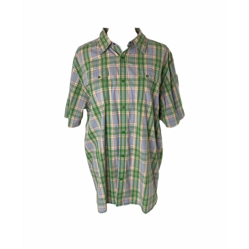 North Face Men’s Shirt Green Plaid Button-Down Short Sleeve Casual Size XL